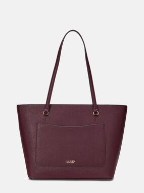 LAUREN Ralph Lauren Plum Leather Tote with Front Pocket